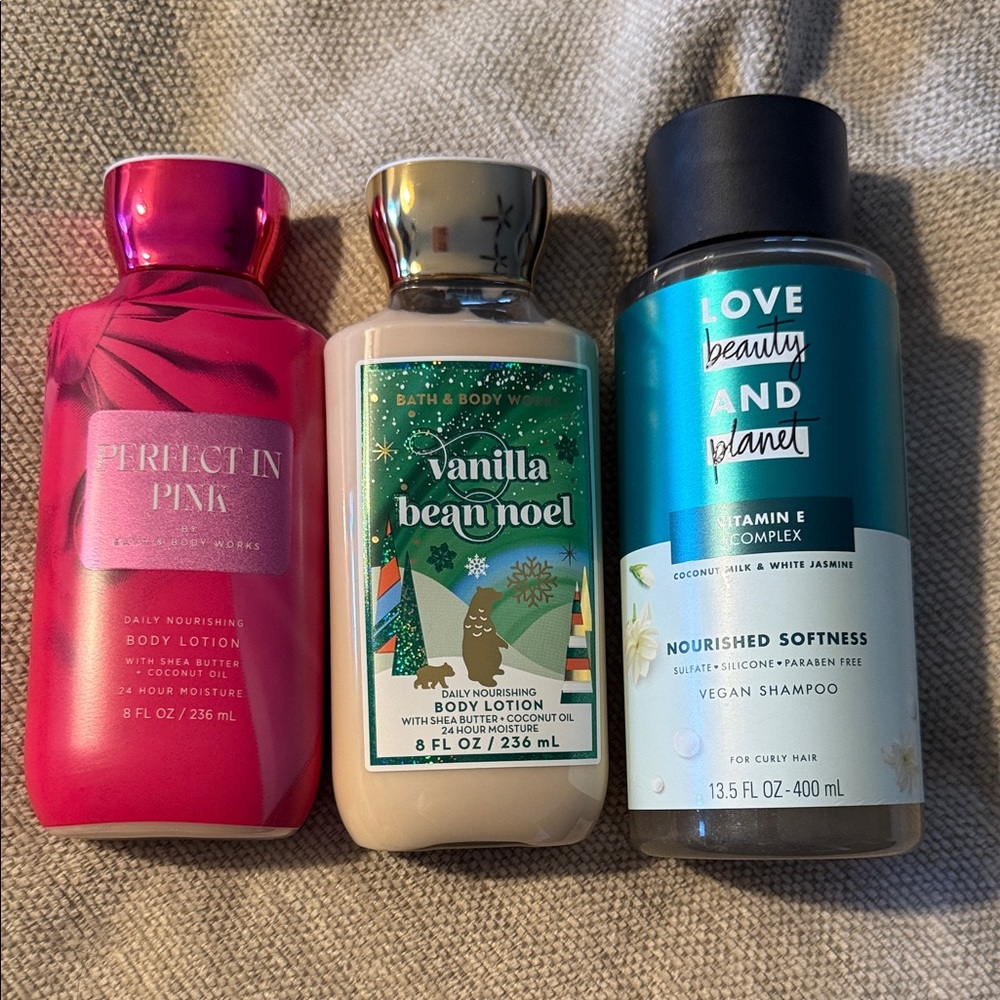 Bath and body works lotion + vegan shampoo